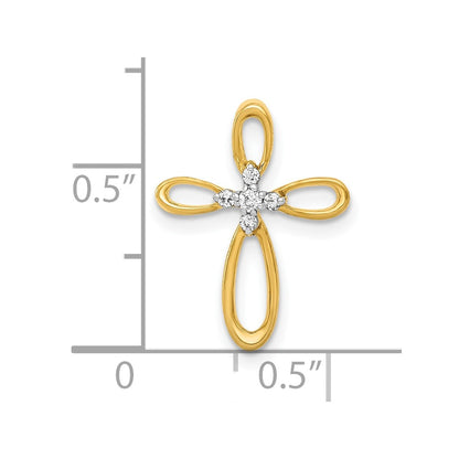 10K Yellow Gold 10K Diamond Cross Slide Pendant
