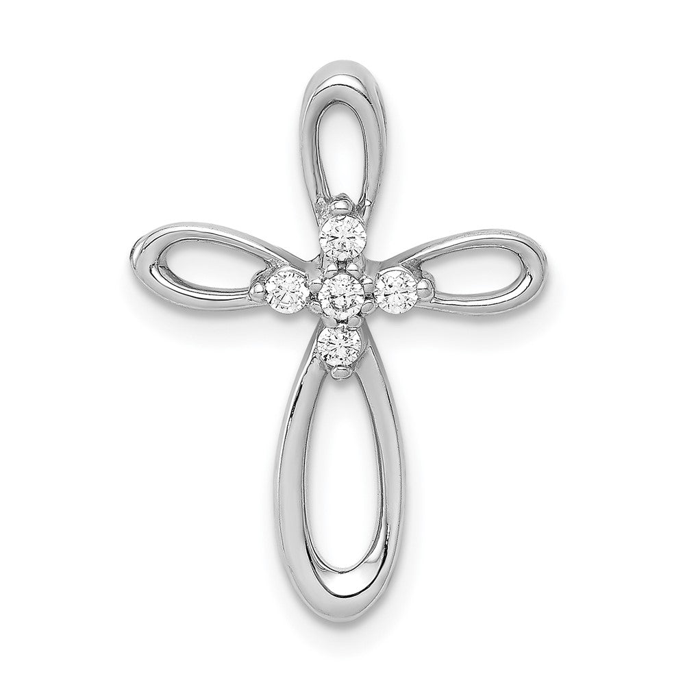 14K White Gold 1/10Ct. Diamond Cross Chain Slide