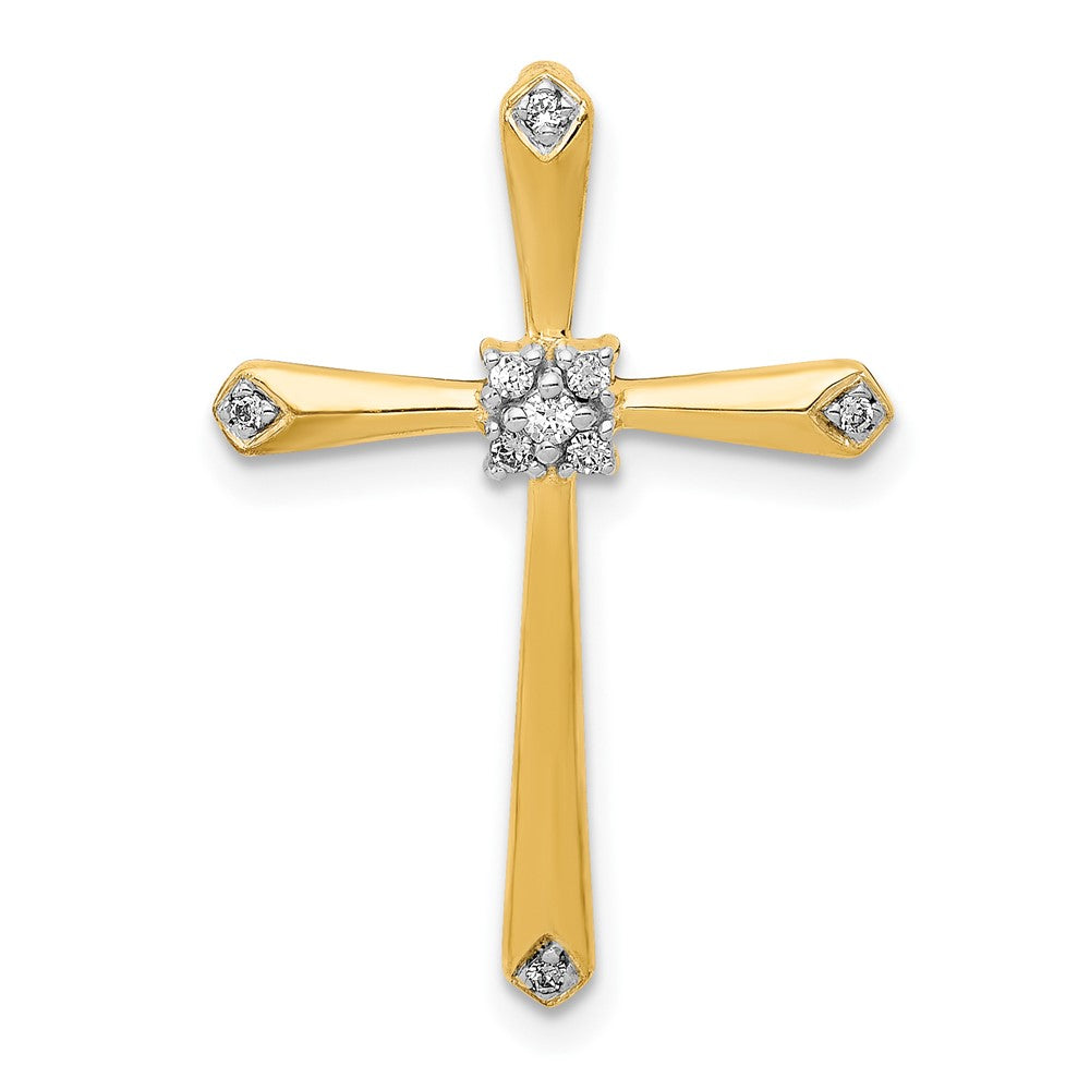 10K Yellow W/Rhodium 10K 1/20Ct. Diamond Cross Chain Slide