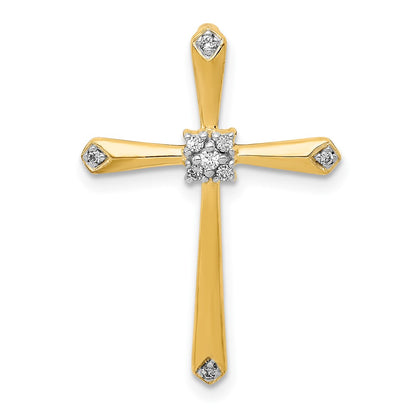 10K Yellow W/Rhodium 10K 1/20Ct. Diamond Cross Chain Slide