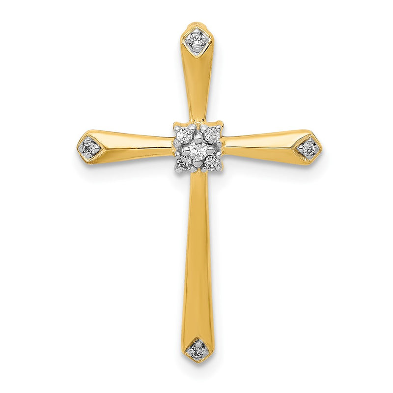 10K Yellow W/Rhodium 10K 1/20Ct. Diamond Cross Chain Slide