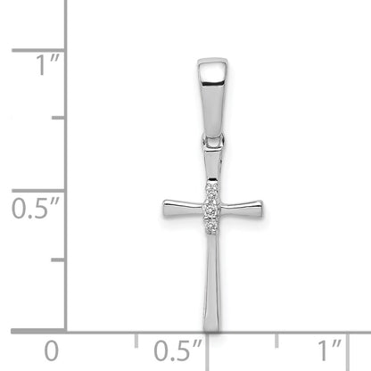 14K White Gold .02Ct. Diamond Cross Pendant