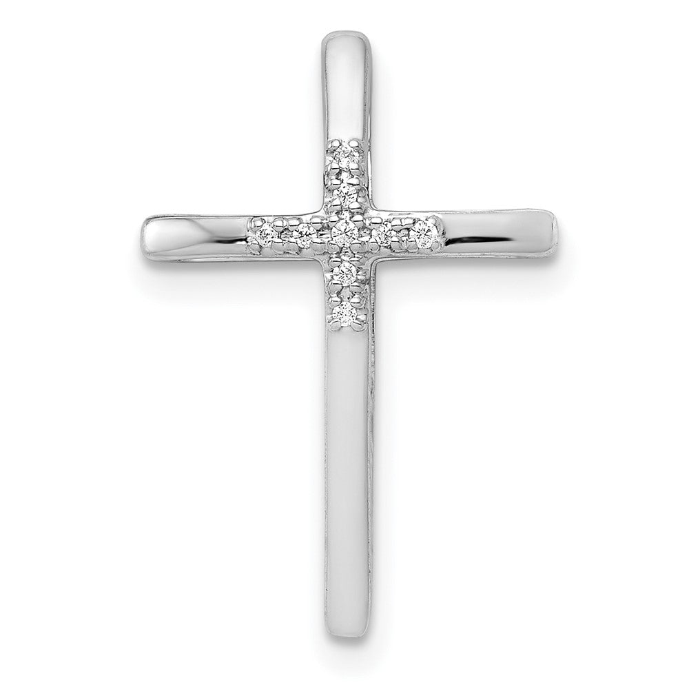 14K White Gold .03Ct. Diamond Cross Chain Slide