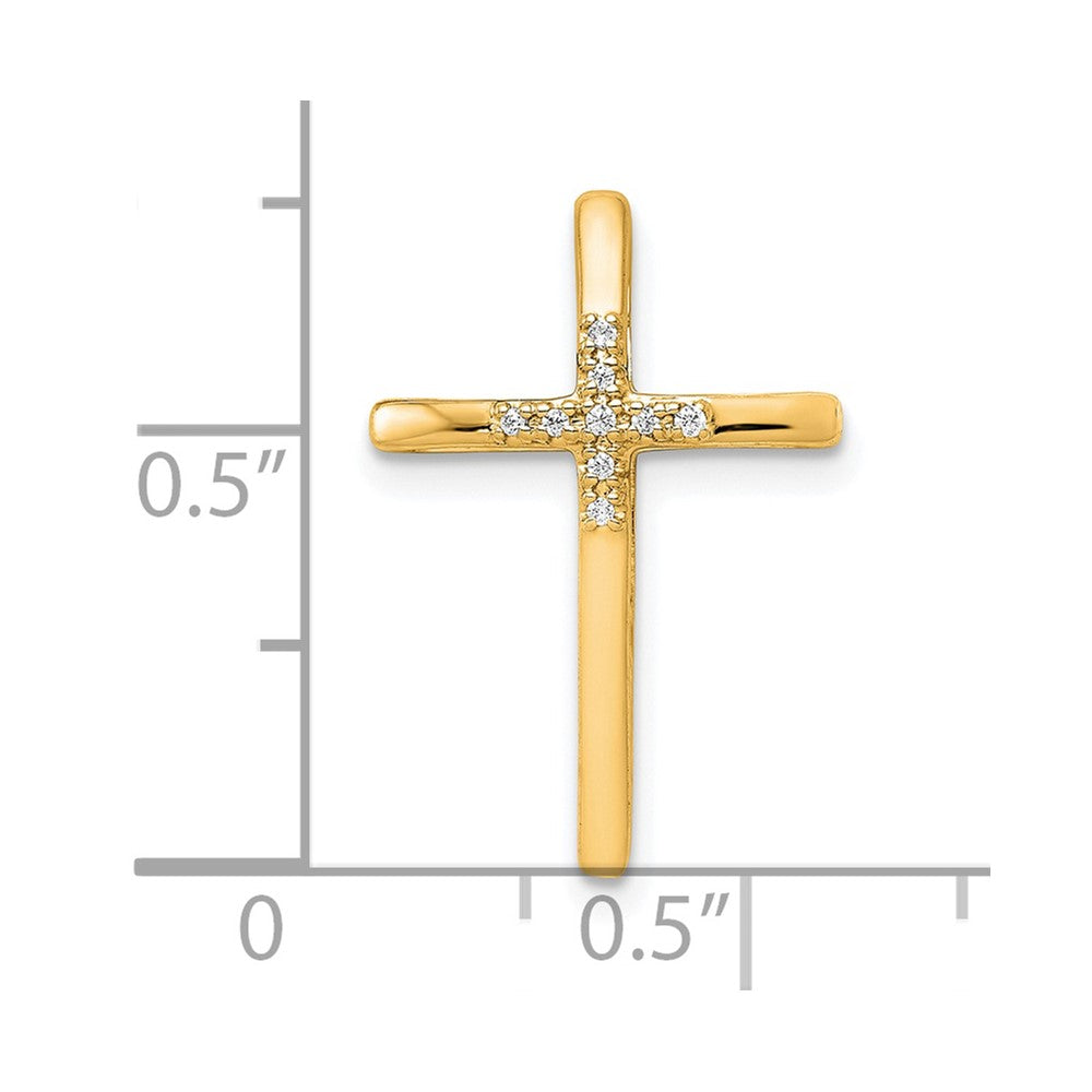 14K Yellow Gold .03ct. Real Diamond Cross Chain Slide