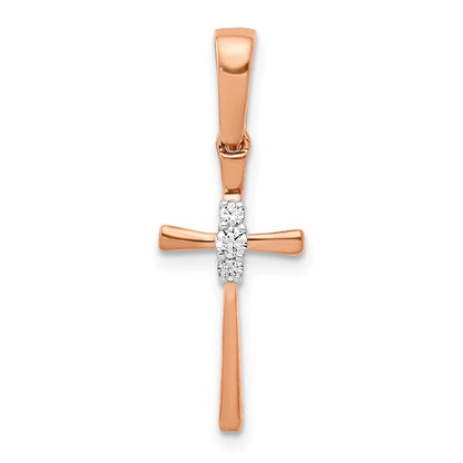 14K Rose Gold .03Ct. Diamond Cross Pendant