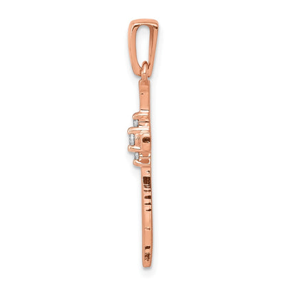 14K Rose Gold 1/20Ct. Diamond Cross Pendant