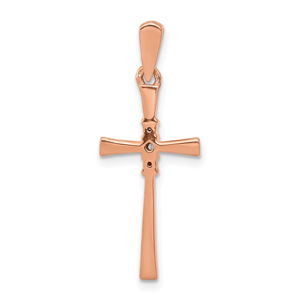 14K Rose Gold 1/20Ct. Diamond Cross Pendant
