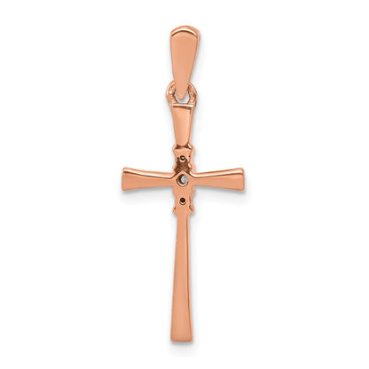 14K Rose Gold 1/20Ct. Diamond Cross Pendant