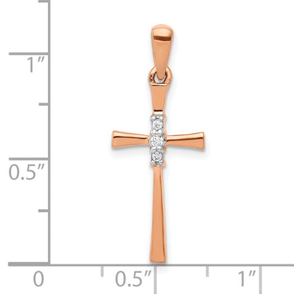 14K Rose Gold 1/20Ct. Diamond Cross Pendant