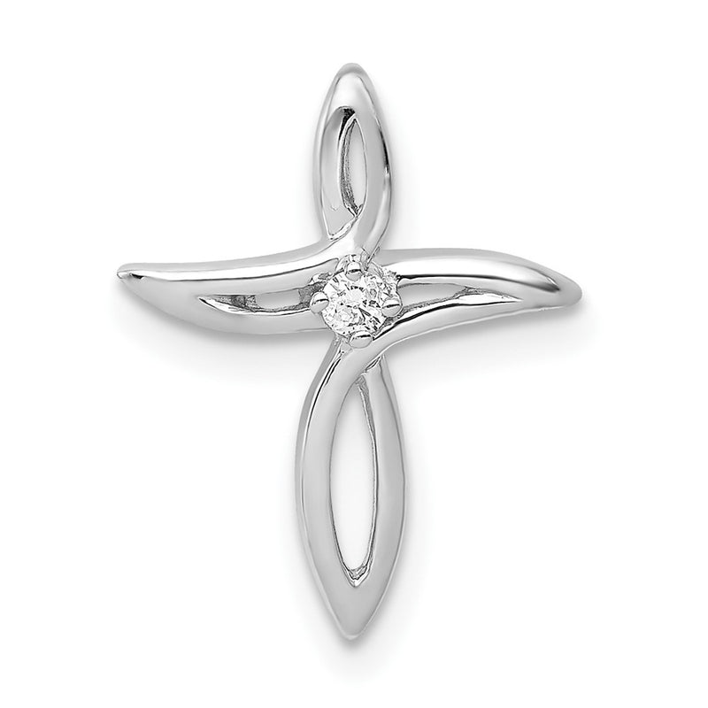 10K White Gold 10K Aa Diamond Cross Pendant