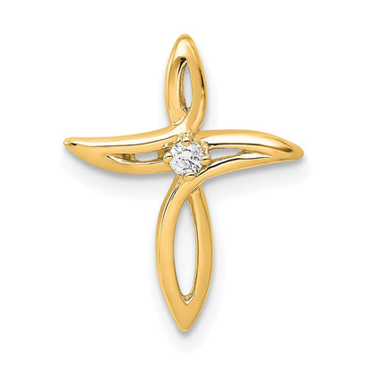 10K Yellow Gold 10K Aa Diamond Cross Pendant