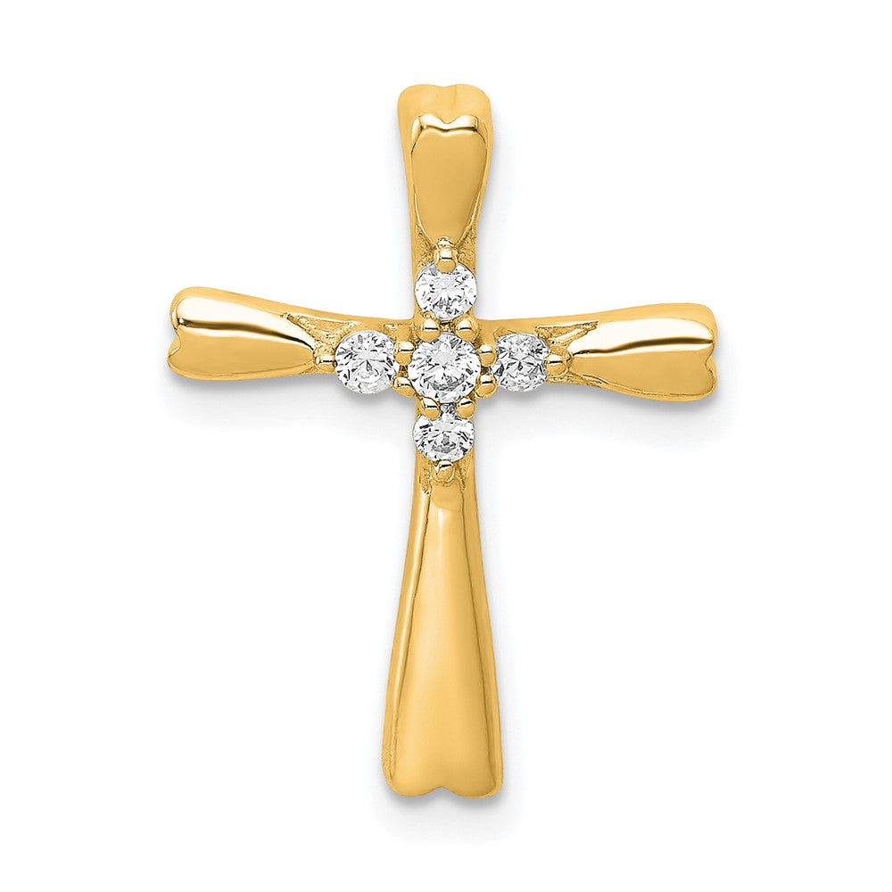 14k Yellow Gold 1/10 Ct. Lab Grown Diamond VS/SI+ G+ Cross Chain Slide Pendant