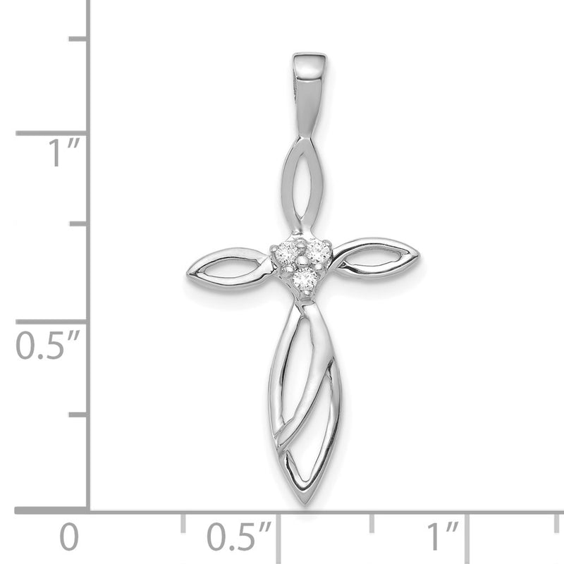 10K White Gold 10K Aa Diamond Cross Pendant