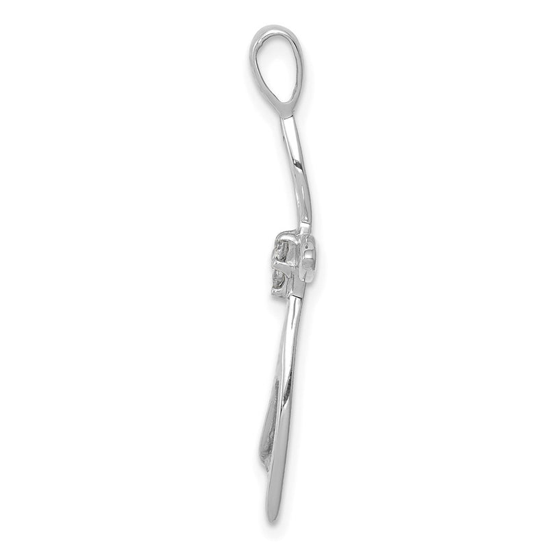 14k White Gold AA Real Diamond Cross Pendant