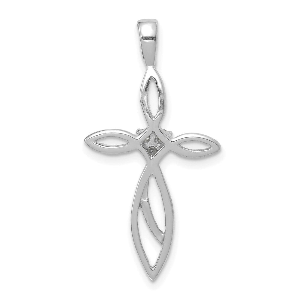 14k White Gold AA Real Diamond Cross Pendant