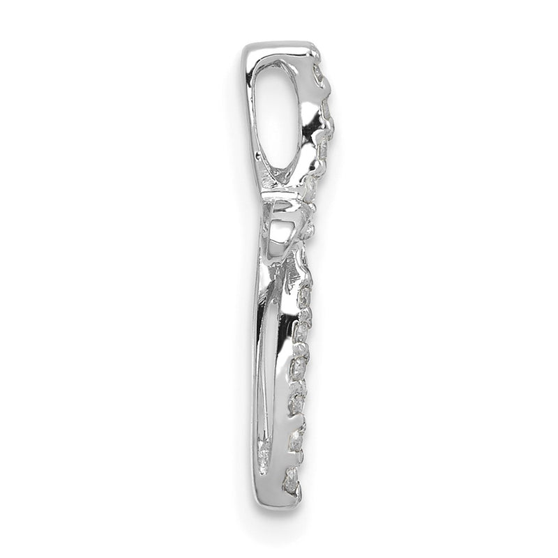 14k White Gold AA Real Diamond Cross Pendant