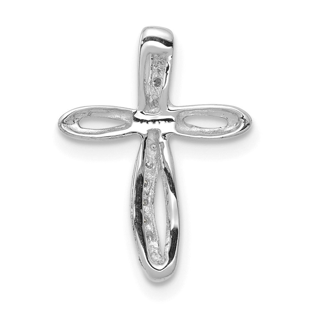 14k White Gold AA Real Diamond Cross Pendant
