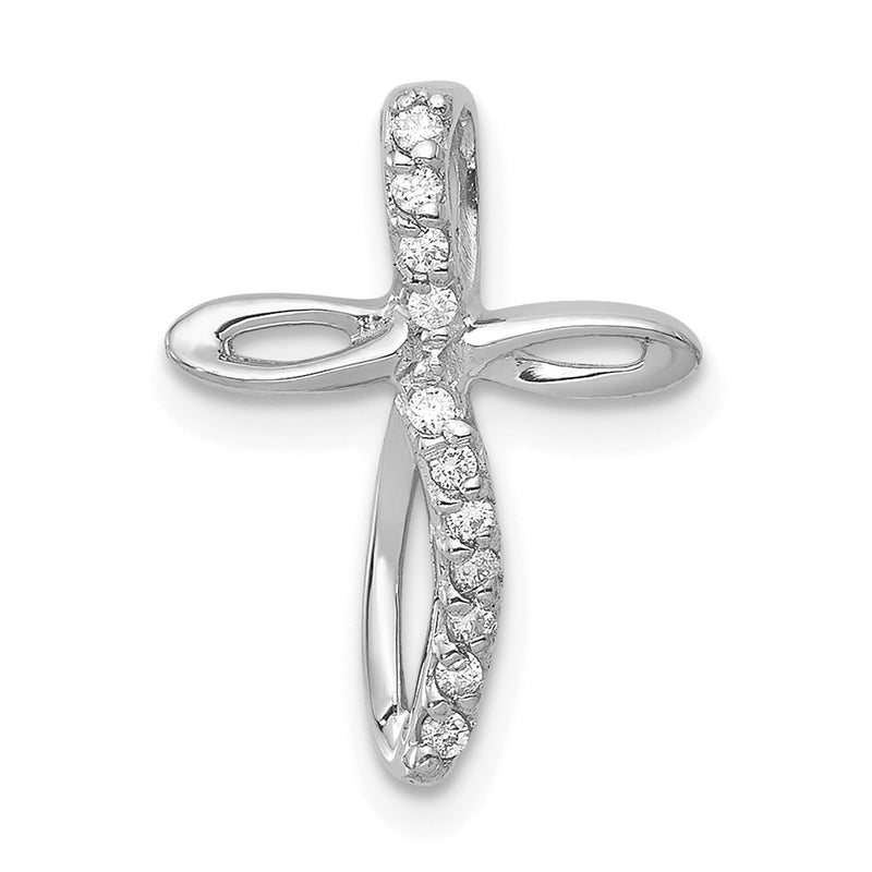 14k White Gold AA Real Diamond Cross Pendant