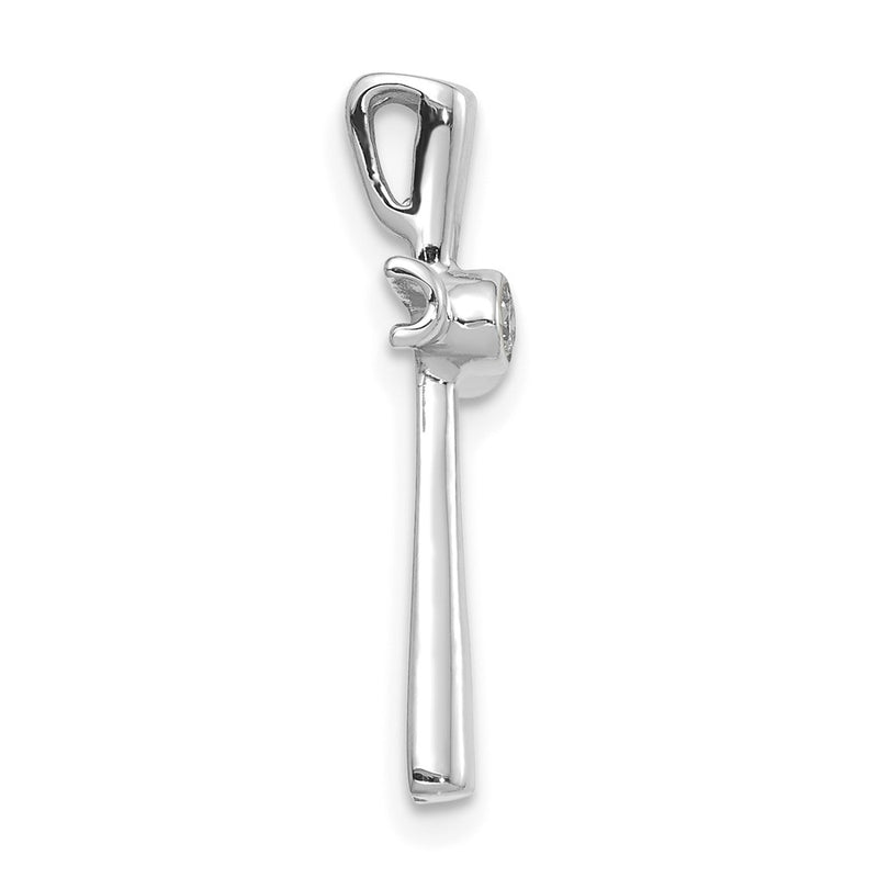 14k White Gold AA Real Diamond Cross Chain Slide
