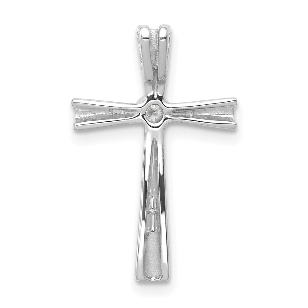 14k White Gold AA Real Diamond Cross Chain Slide
