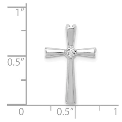 14k White Gold AA Real Diamond Cross Chain Slide