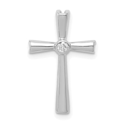 14k White Gold AA Real Diamond Cross Chain Slide
