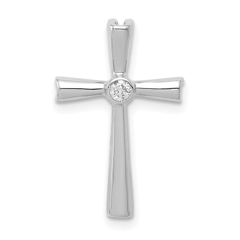 14k White Gold AA Real Diamond Cross Chain Slide