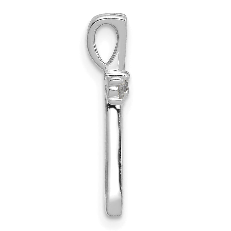 14k White Gold AA Real Diamond Cross Pendant