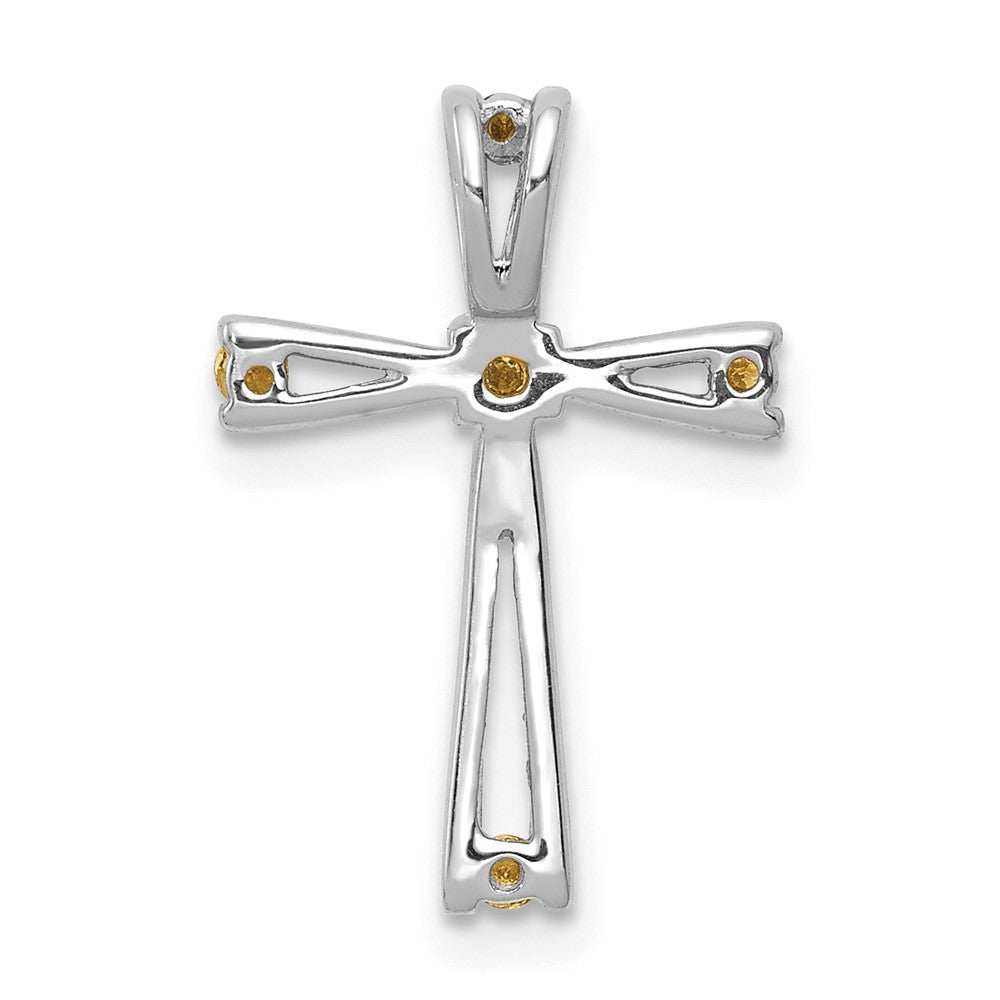 14k White Gold AA Real Diamond Cross Pendant
