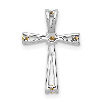 14k White Gold AA Real Diamond Cross Pendant