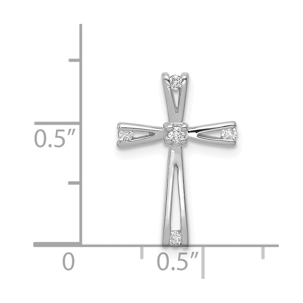 14k White Gold AA Real Diamond Cross Pendant