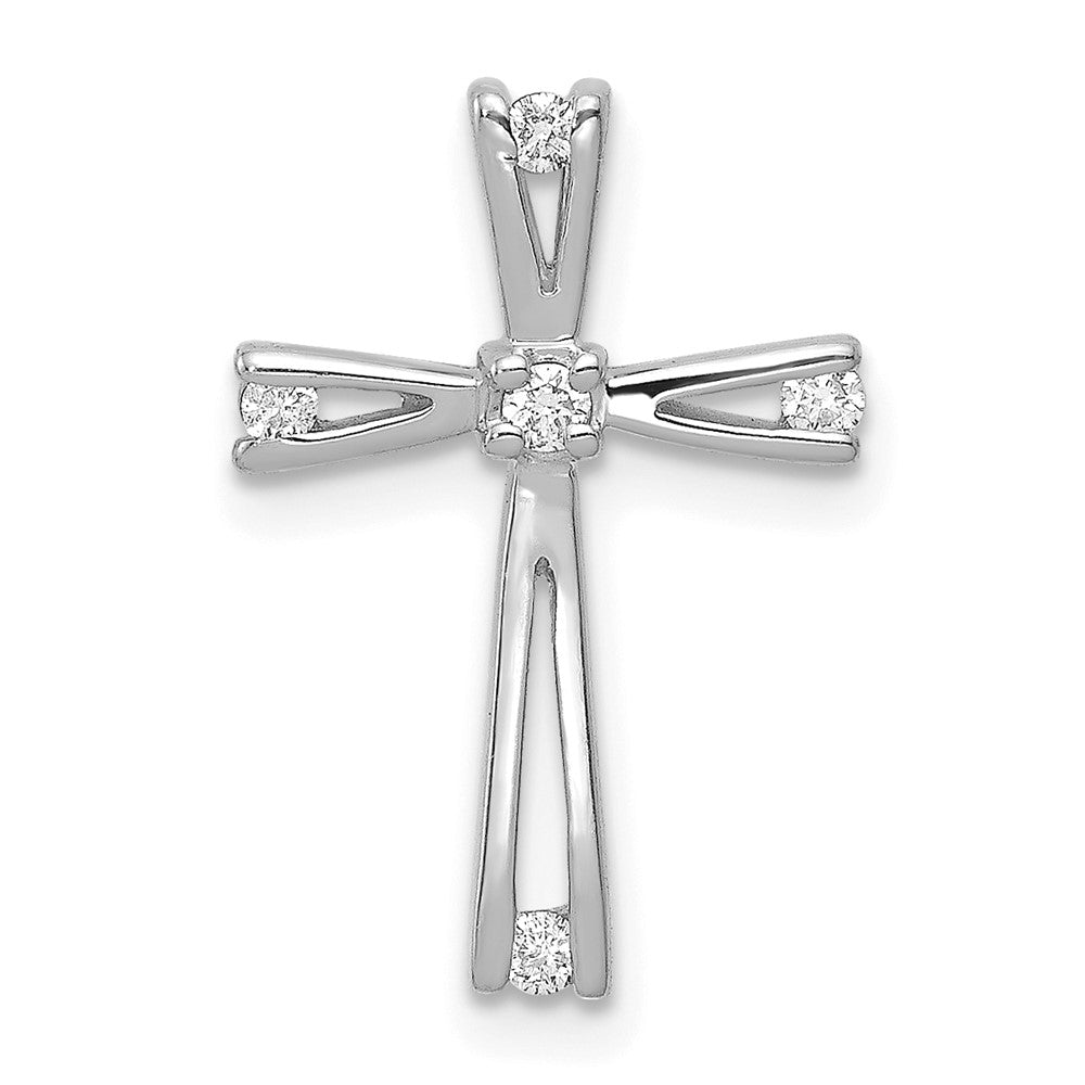 14k White Gold AA Real Diamond Cross Pendant