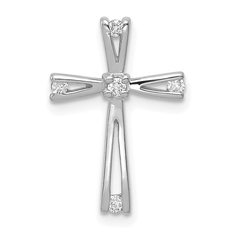 14k White Gold AA Real Diamond Cross Pendant