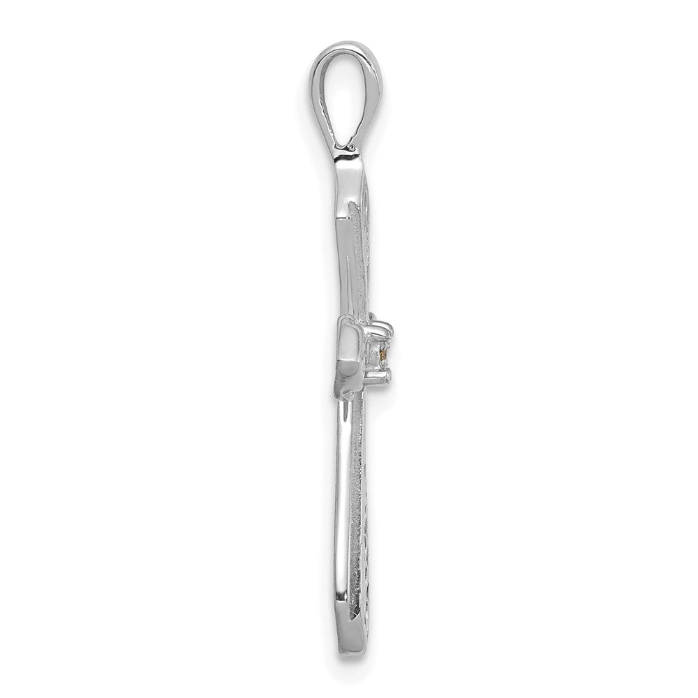 14k White Gold AA Real Diamond Passion Cross Pendant