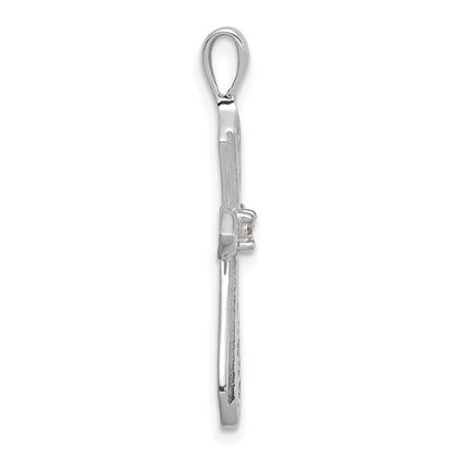 14k White Gold AA Real Diamond Passion Cross Pendant