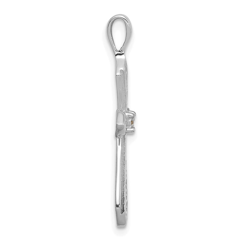 14k White Gold AA Real Diamond Passion Cross Pendant