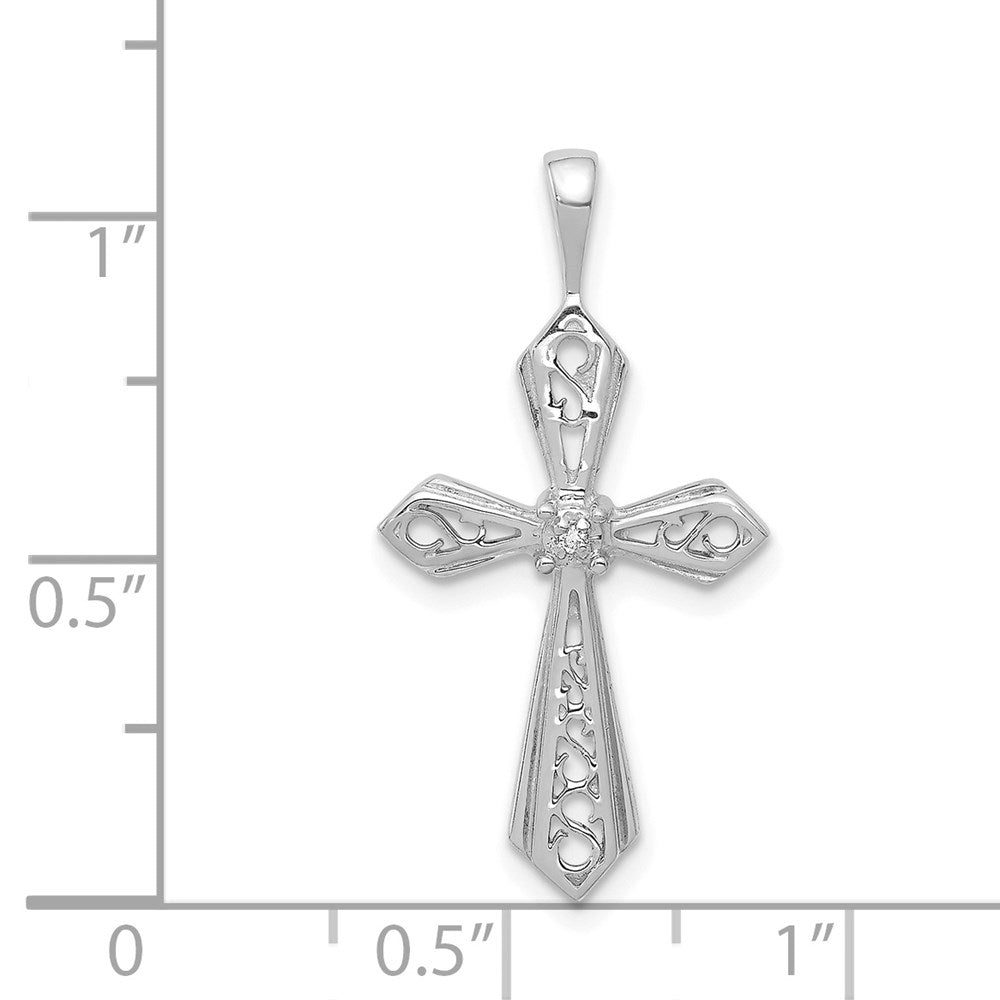 14k White Gold AA Real Diamond Passion Cross Pendant