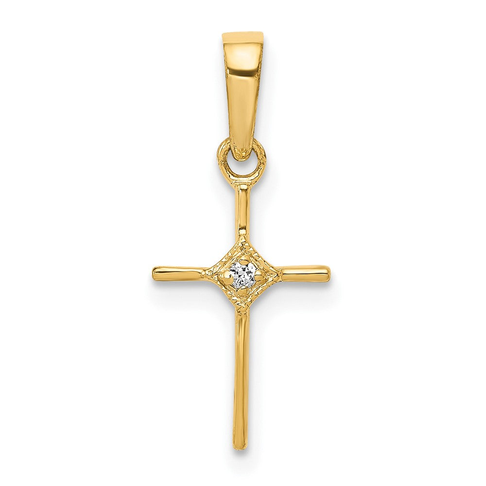 10K Yellow Gold 10K Small .01Ct. Diamond Cross Pendant