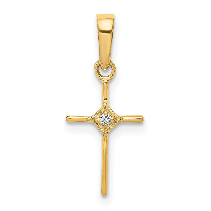 10K Yellow Gold 10K Small .01Ct. Diamond Cross Pendant