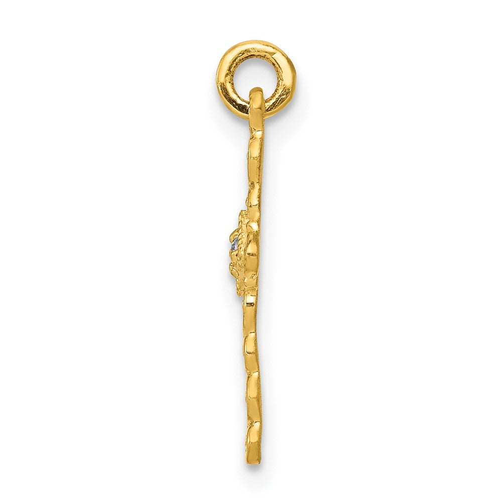 10K Yellow Gold 10K Small .01Ct. Diamond Cross Charm
