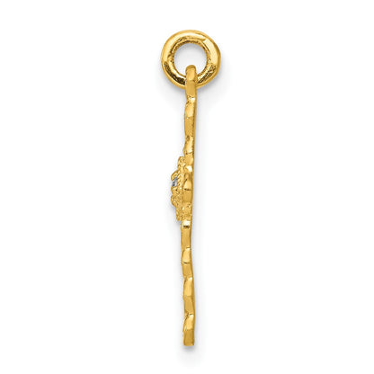 10K Yellow Gold 10K Small .01Ct. Diamond Cross Charm