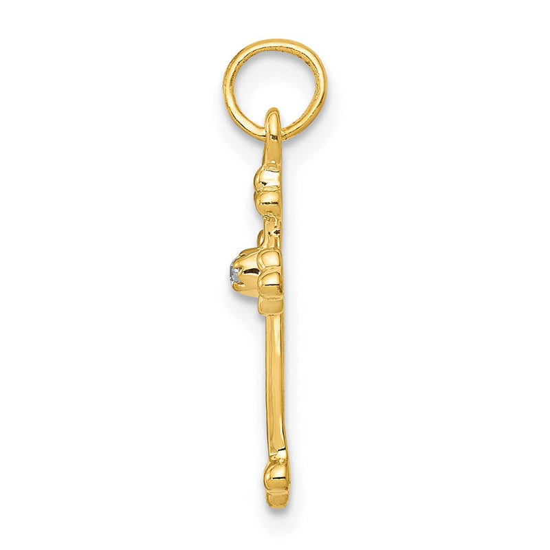 10K Yellow Gold 10K Small Diamond Budded Cross Pendant
