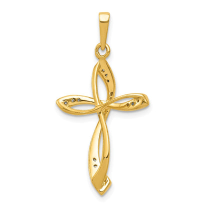 14k Yellow Gold 1/15 Ct. Lab Grown Diamond VS/SI+ G+ Cross Pendant
