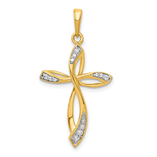 14k Yellow Gold 1/15 Ct. Lab Grown Diamond VS/SI+ G+ Cross Pendant