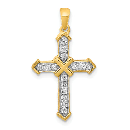 14k Yellow Gold 1/6 Ct. Lab Grown Diamond VS/SI+ G+ Cross Pendant