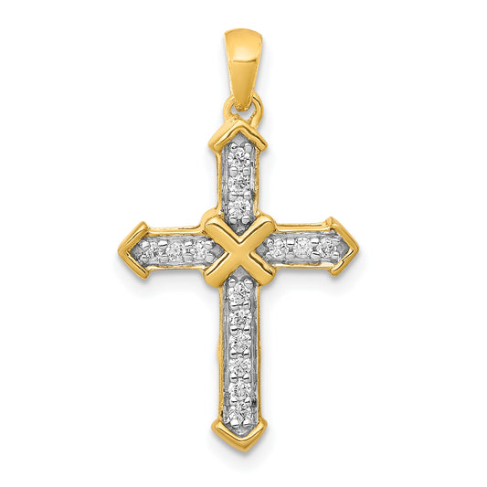 14k Yellow Gold 1/6 Ct. Lab Grown Diamond VS/SI+ G+ Cross Pendant