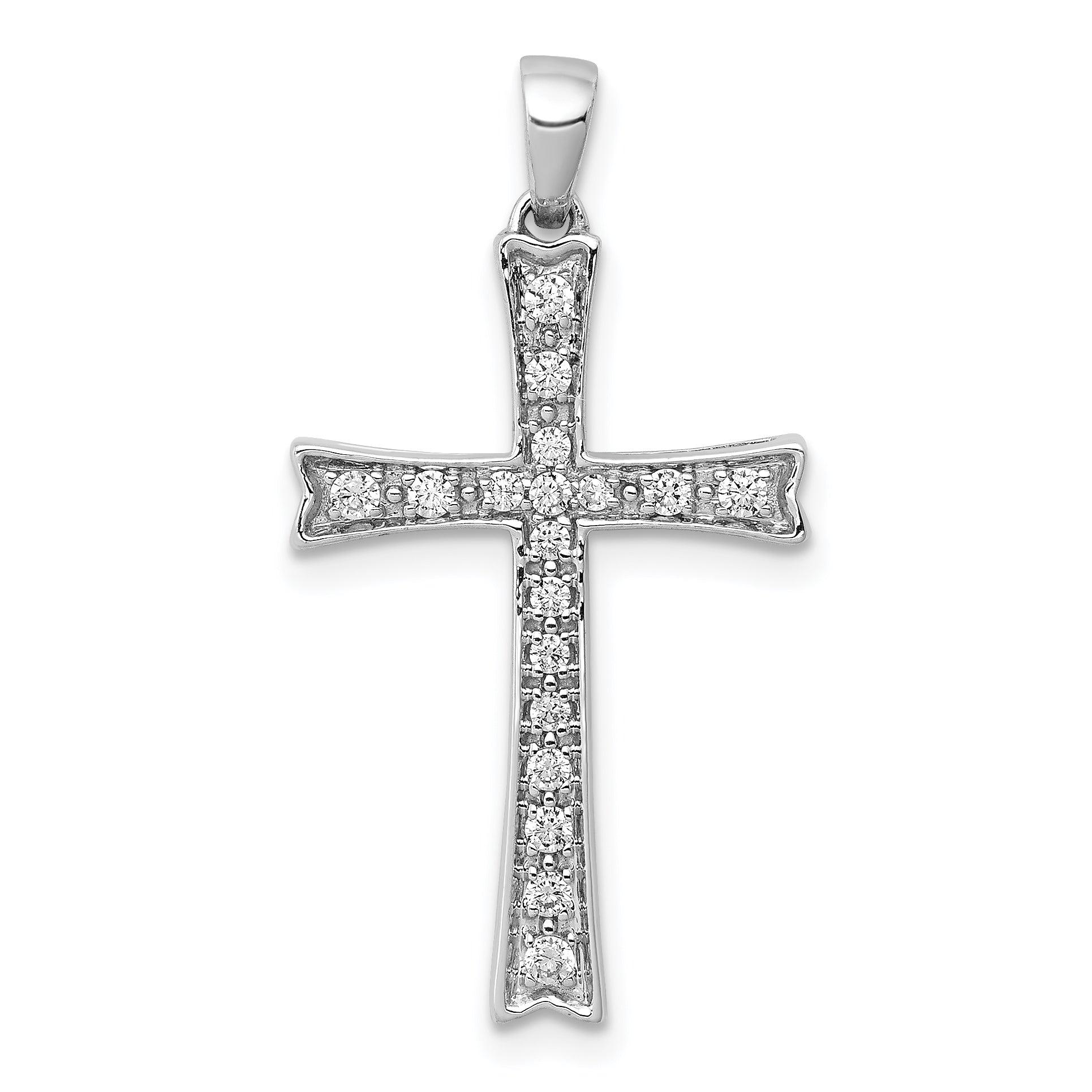 14k White Gold 1/5 Ct. Lab Grown Diamond VS/SI+ G+ Cross Pendant