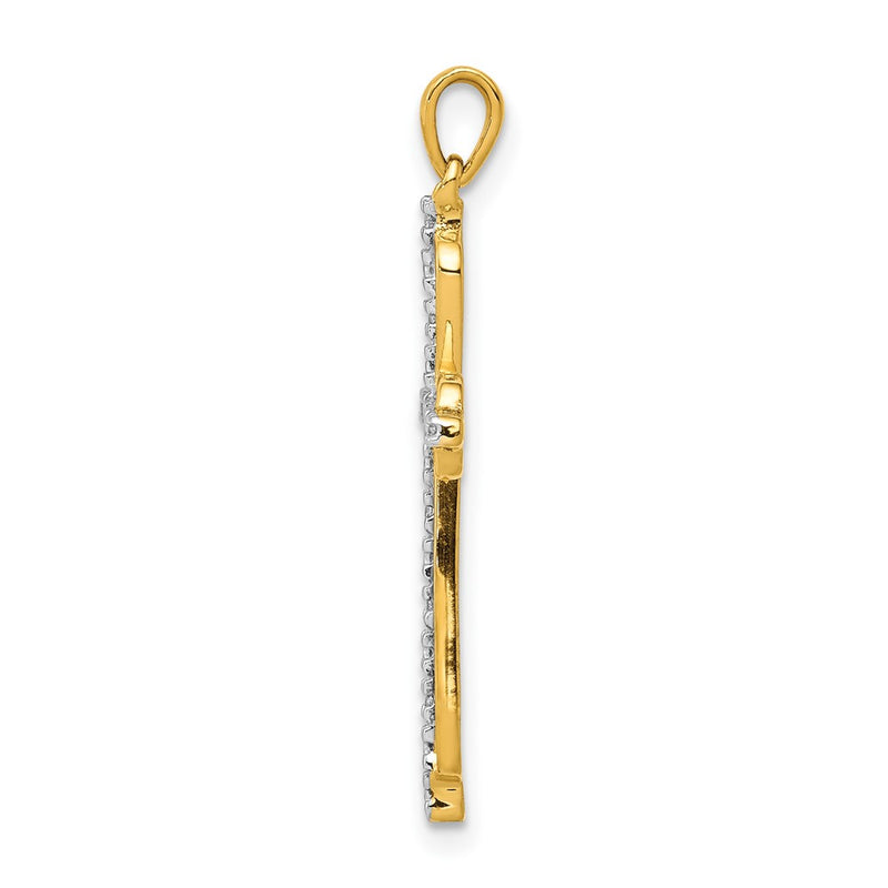 10K Yellow W/Rhodium 10K & Rhodium .03Ct. Diamond Cross Pendant