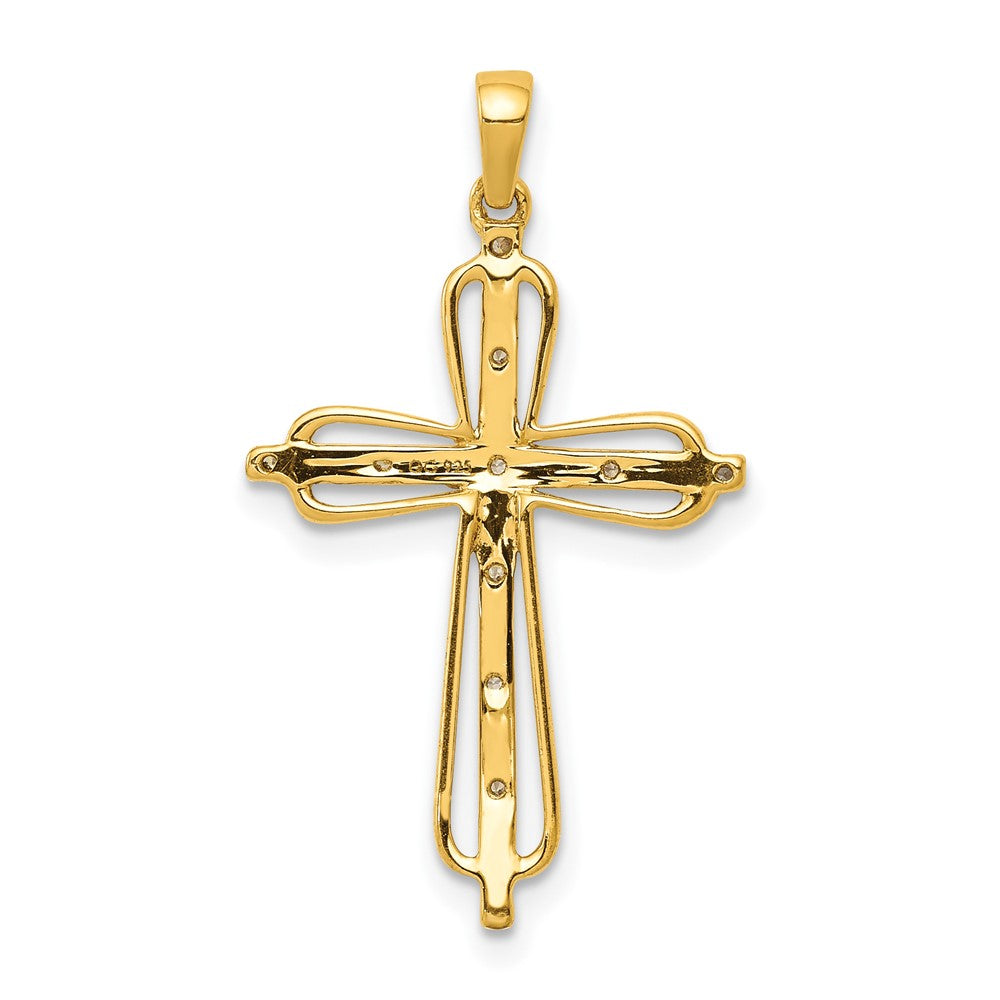 10K Yellow W/Rhodium 10K & Rhodium .03Ct. Diamond Cross Pendant