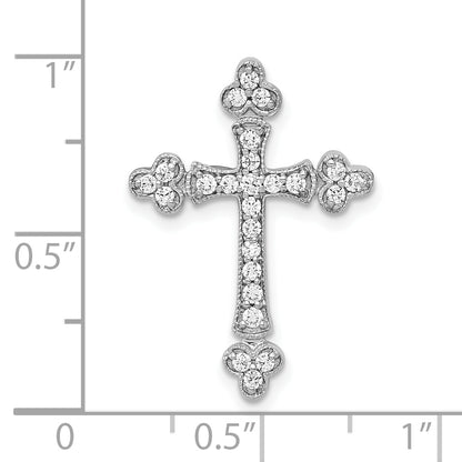 10K White Gold 10K 1/4Ct. Diamond Budded Cross Chain Slide
